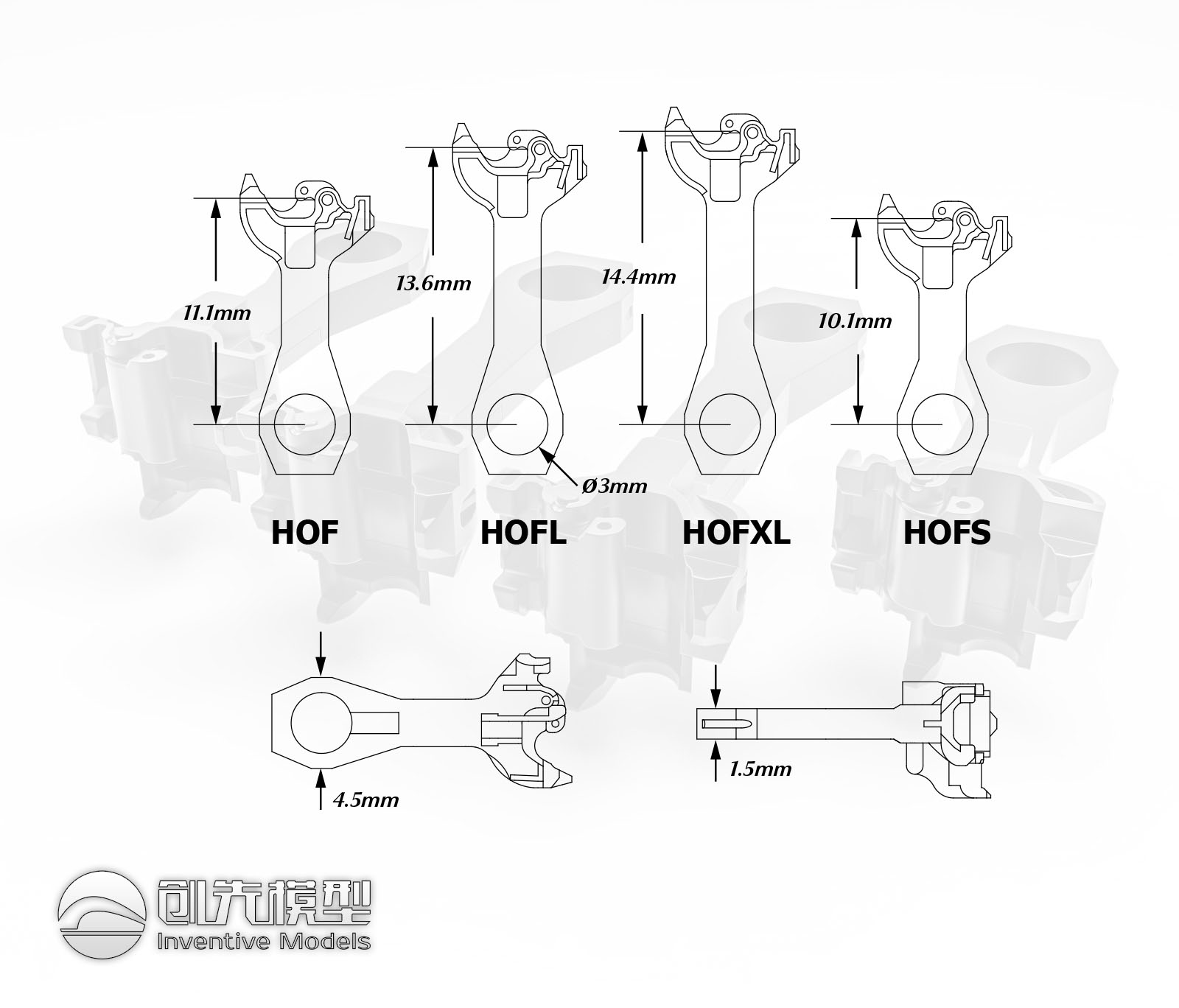 HO Scale Type F and H Couplers - Investment Casting Brass