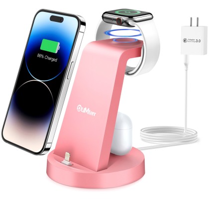 𝟮𝟬𝟮𝟯 𝐔𝐩𝐠𝐫𝐚𝐝𝐞𝐝 Charging Station for Multiple Devices,3 in 1 Charging Station for iPhone 14 Pro Max/13/12/11/X/8 Plus,Airpods,DUMTERR Wireless Charger for Apple Watch 8/Ultra/7/6/SE/5/4/3