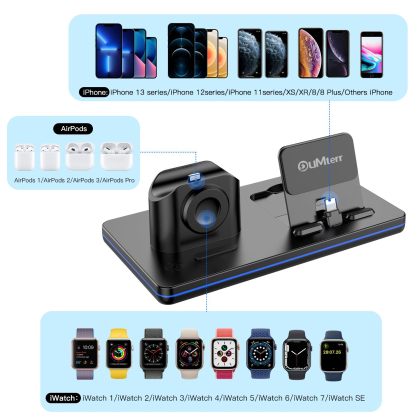 𝟮𝟬𝟮𝟮 𝗡𝗲𝘄 DUMTERR 3 in 1 Charging Station for Apple Products, Portable Charging Dock for iPhone and Airpods Series, Wireless Charging Stand for iWatch 7/6/SE/5/4/3/2, with 18W Adapter