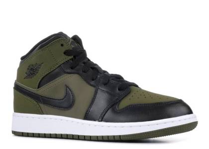 ShoesLegends Jordan 1 Mid Olive Canvas Black (GS) 554725-301