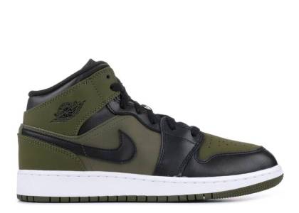 ShoesLegends Jordan 1 Mid Olive Canvas Black (GS) 554725-301