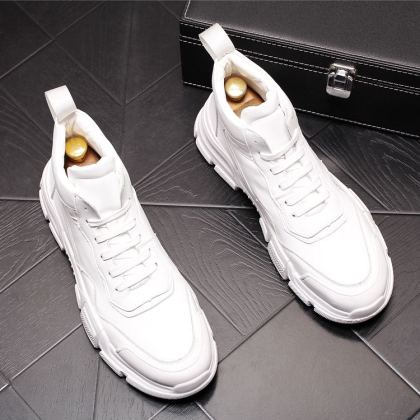 Breathable tooling mid-cut men's shoes denim high-top shoes
