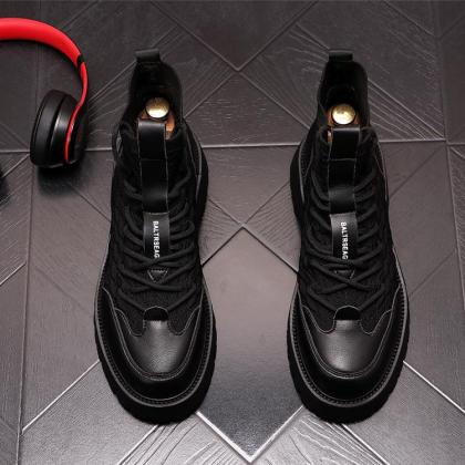 Running shoes breathable knitted thick-soled basketball sports casual shoes
