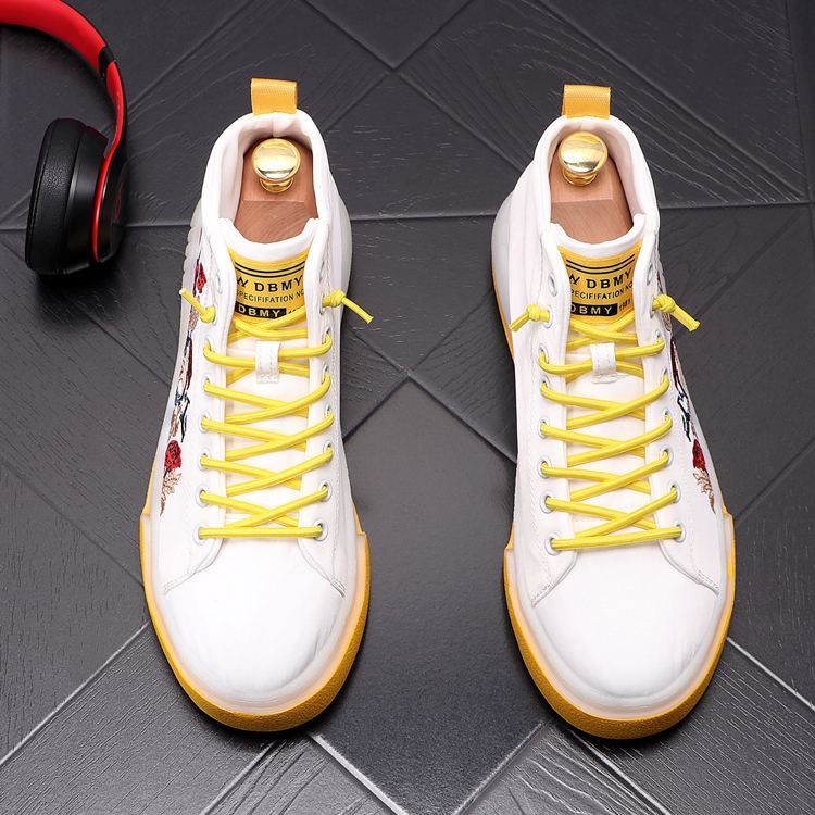 High-top canvas trendy embroidered shoes all-match sneakers