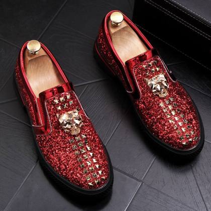 Platform studded low-top sneakers