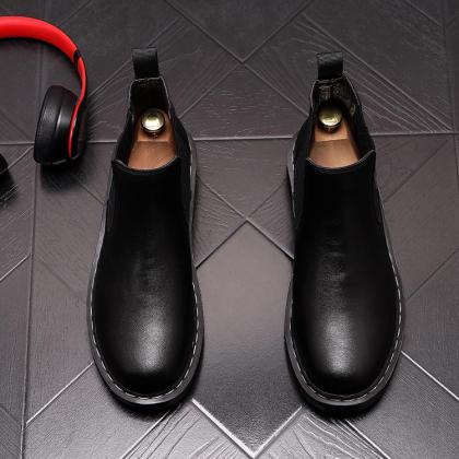 English style Chelsea high top frosted sleeve motorcycle boots