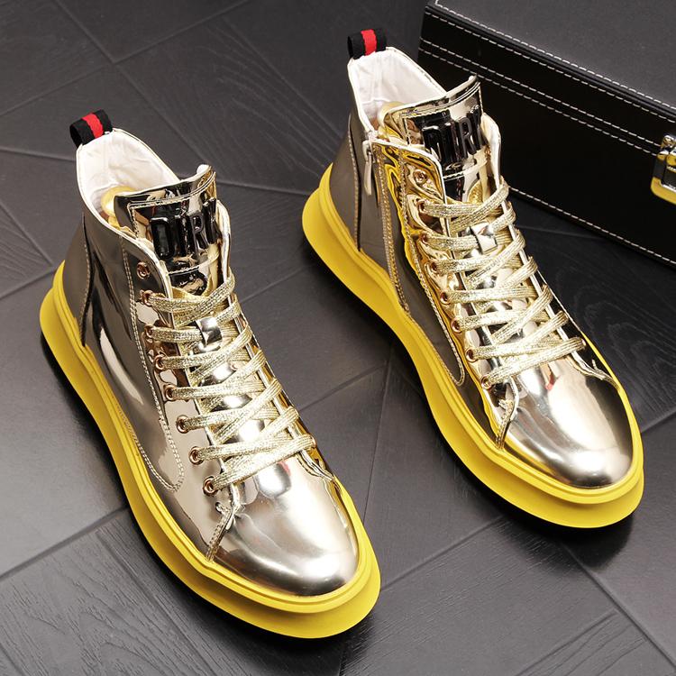 High top shoes Martin boots patent leather ankle boots
