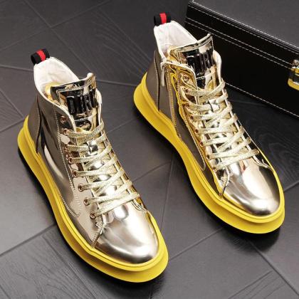 High top shoes Martin boots patent leather ankle boots