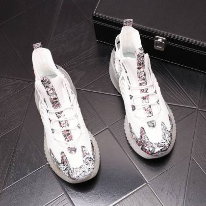 Running shoes breathable knitted thick-soled basketball sports casual shoes