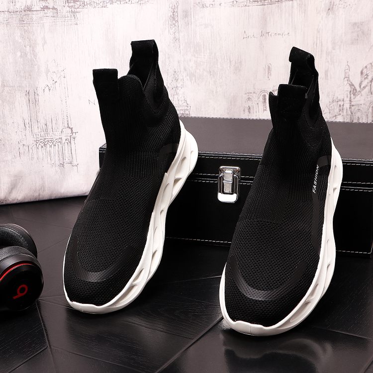 Knitted hosiery shoes trend high top shoe sports