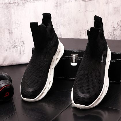 Knitted hosiery shoes trend high top shoe sports