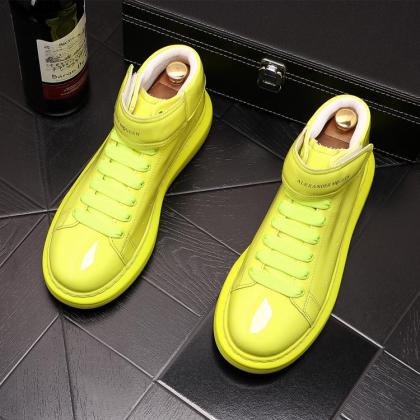 High top shoes fashion men's Korean fashion leather boots