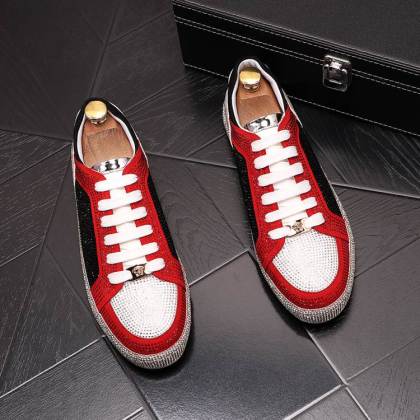 Platform studded low-top sneakers