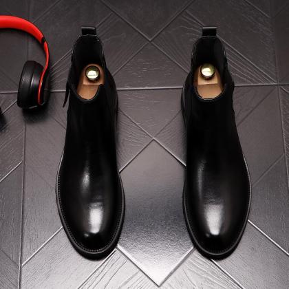 English Style Chelsea high top frosted sleeve casual boots