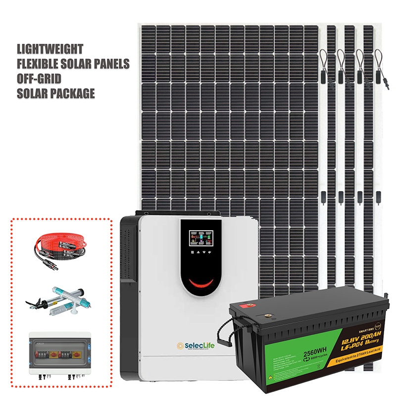 2.56kWh/2KW Flexible Solar Panel Off-grid Solar system package