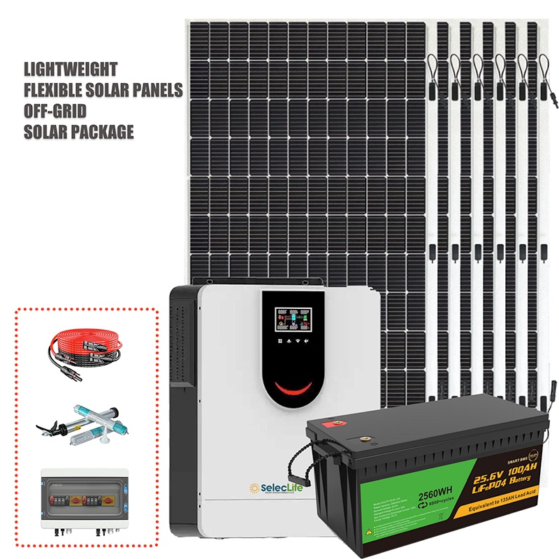 5.12kWh/3.2KW Flexible PV Panel Off-grid Solar system package