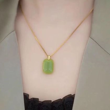 True gold color Hotan jade girl nothing brand women's new luxury temperament pendant set necklace