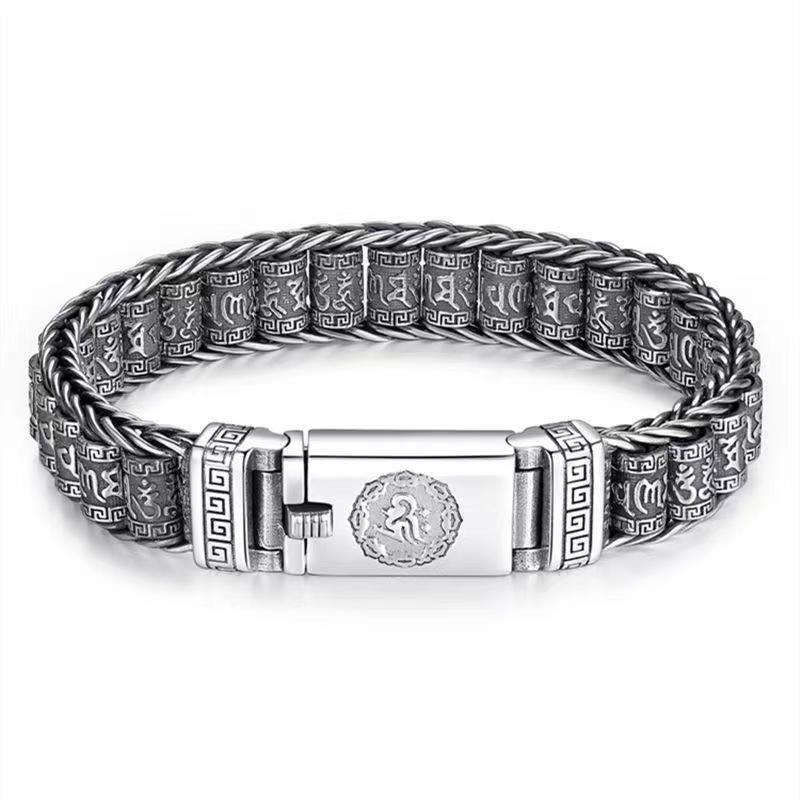 Pure handmade men's high-grade sterling silver bracelet handsome personality overbearing men's bracelet