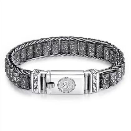 Pure handmade men's high-grade sterling silver bracelet handsome personality overbearing men's bracelet