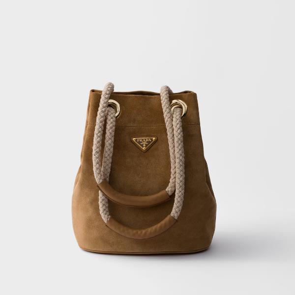 14. Prada Mariner Small Suede Bucket Bag