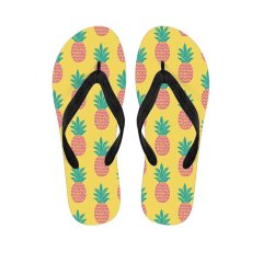 Yellow Pineapple Print Men's Flip Flops