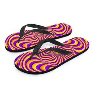 Yellow and purple spin illusion. Men's Flip Flops